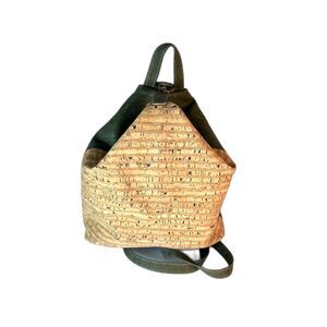 Made In Portugal Tan Olive Green 100% Natural Cork Convertible Sling Backpack